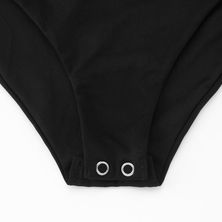 String Cut-Out Bodysuit - Black