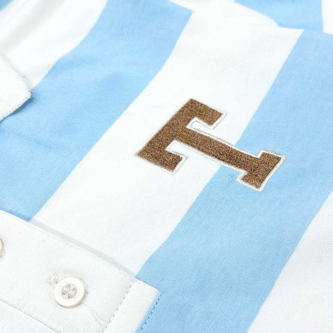 Striped Polo Crop - Light Blue