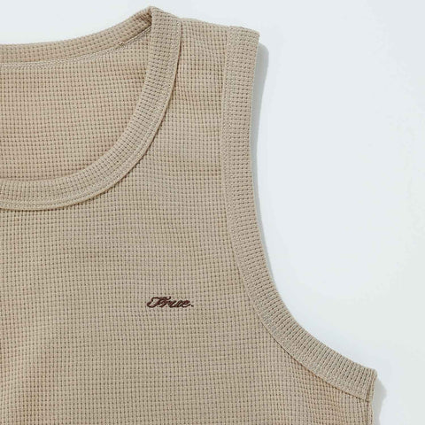 Textured Sleeveless T-Shirt - Sand
