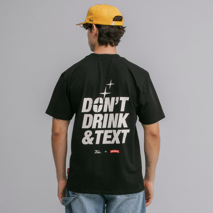 True X Smirnoff Text T-Shirt - Black