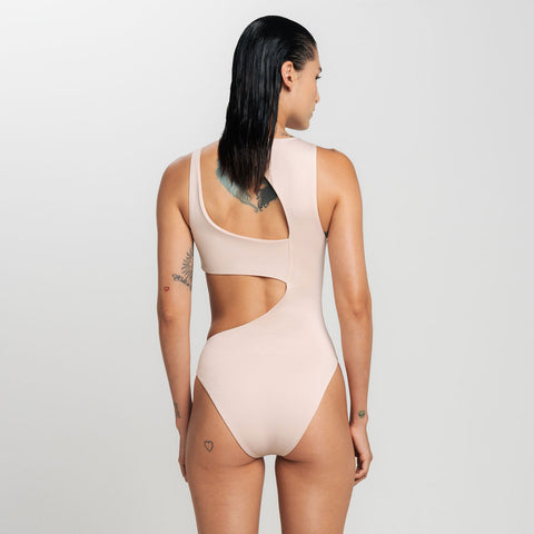True Logo Asymmetric Bodysuit - Sand