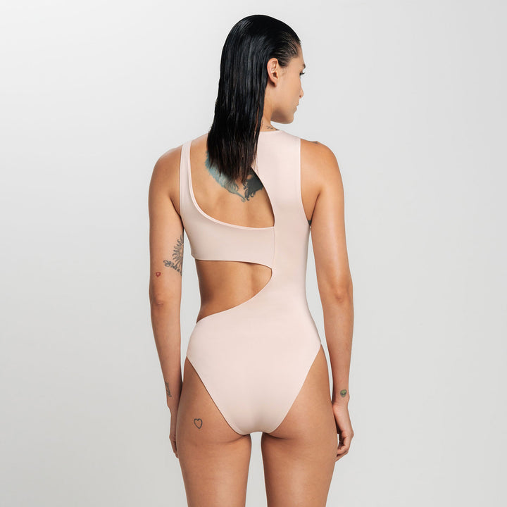 True Logo Asymmetric Bodysuit - Sand