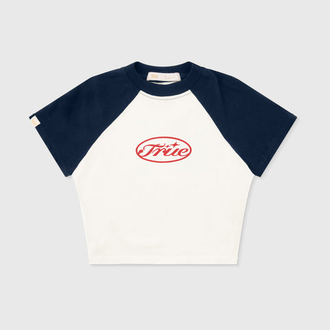 True Stamp Cropped Slim Tee - Navy Blue