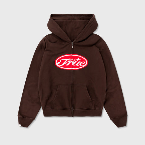 True Stamp Zipper Hoodie - Brown