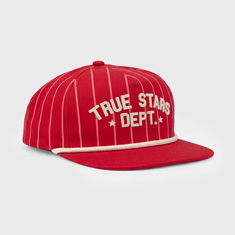 True Star Pinstripe Golfer Cap - Red