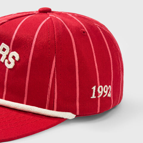 True Star Pinstripe Golfer Cap - Red
