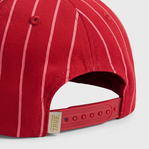 True Star Pinstripe Golfer Cap - Red