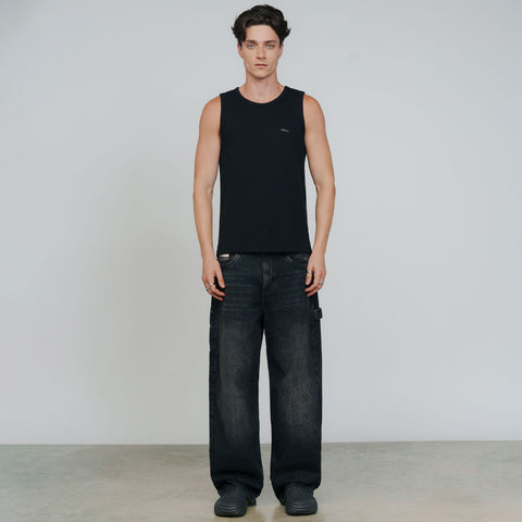 True Textured Sleeveless Tee - Black