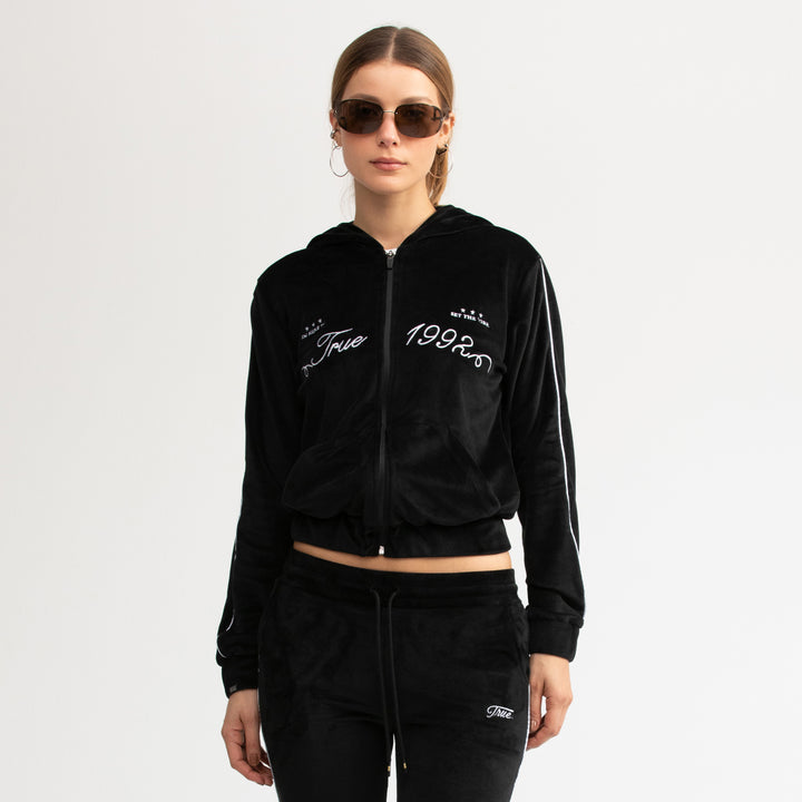 True Velour Track Jacket - Black