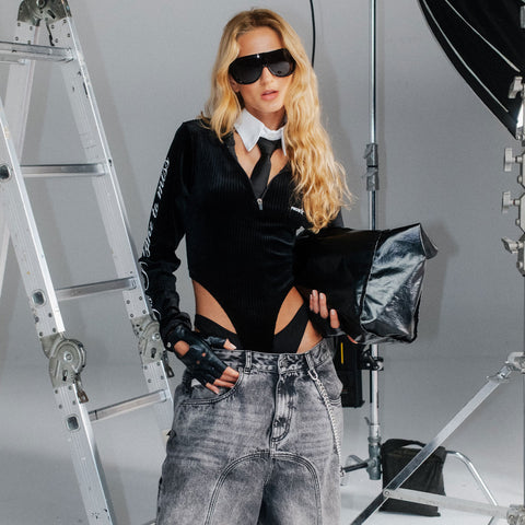 Too Bright LS Bodysuit - Black