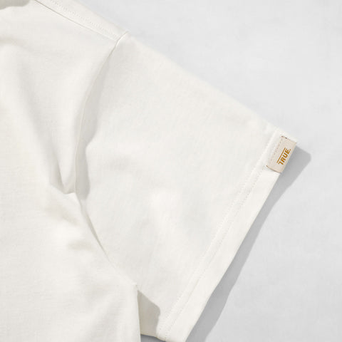 Knit Collar Oversized T-Shirt - Ivory