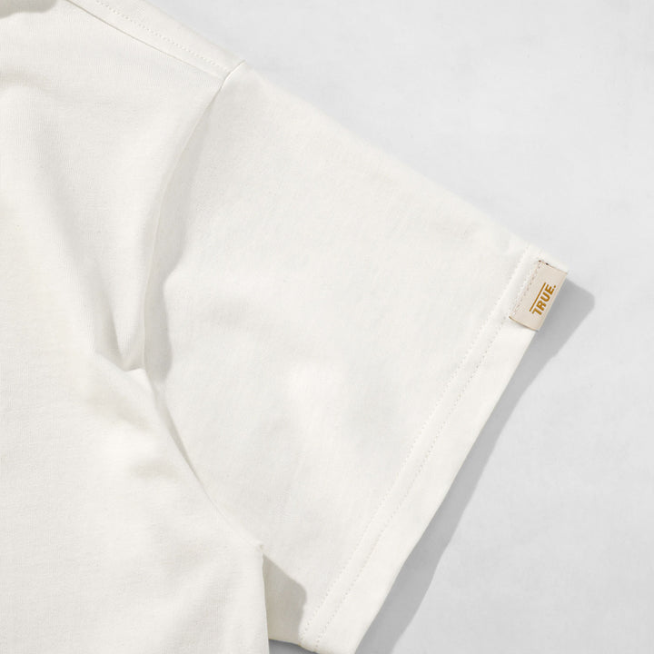 Knit Collar Oversized T-Shirt - Ivory