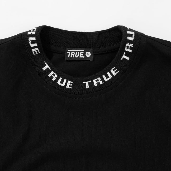 Knit Collar Oversiezed T-Shirt - Black