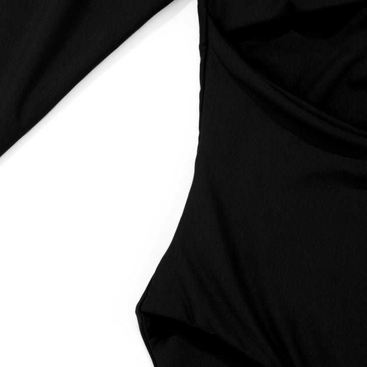 True Logo Cut-Out LS Bodysuit - Black