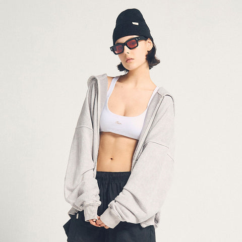 Classic Zipper Hoodie - Washed Gray