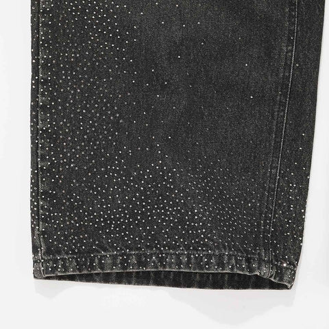 Starry Wide-Leg Jeans - Black