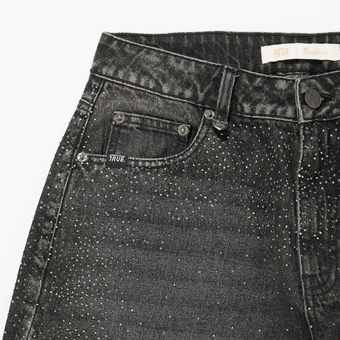 Starry Wide-Leg Jeans - Black